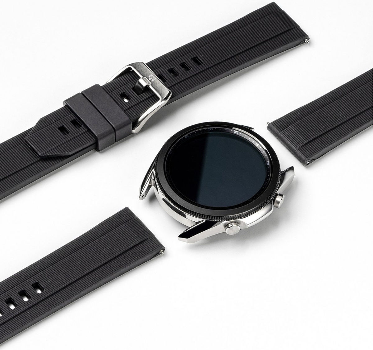 Ringke Rubber One - Universeel Smartwatch 22MM Bandje - Flexibel TPU - Zwart afbeelding 1