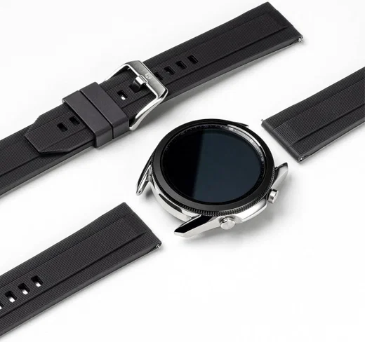 Ringke Rubber One - Universeel Smartwatch 22MM Bandje - Flexibel TPU - Zwart afbeelding 1
