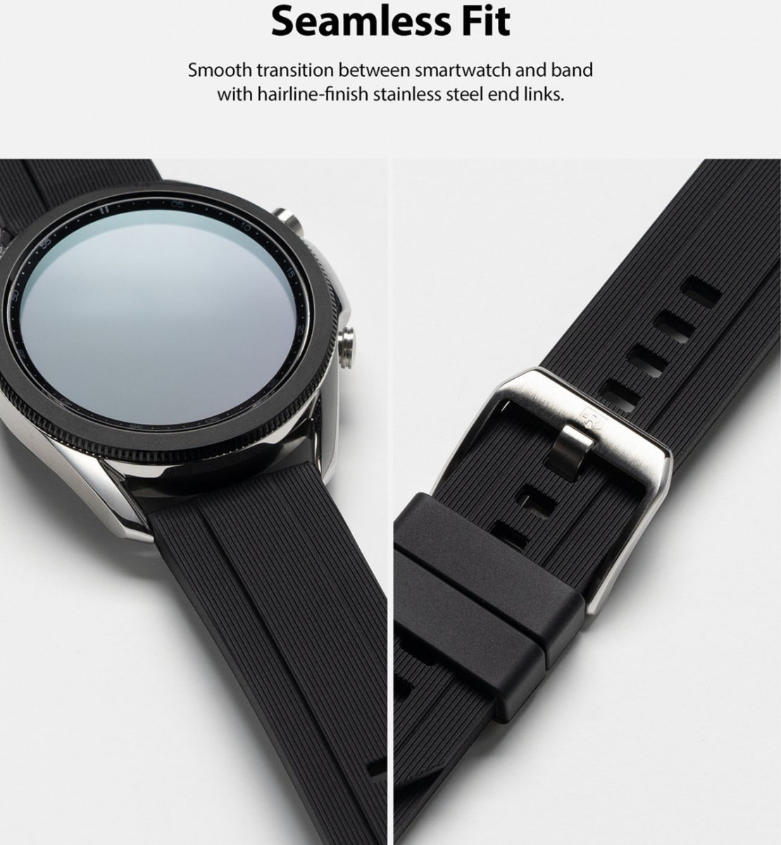 Ringke Rubber One - Universeel Smartwatch 22MM Bandje - Flexibel TPU - Zwart afbeelding 2
