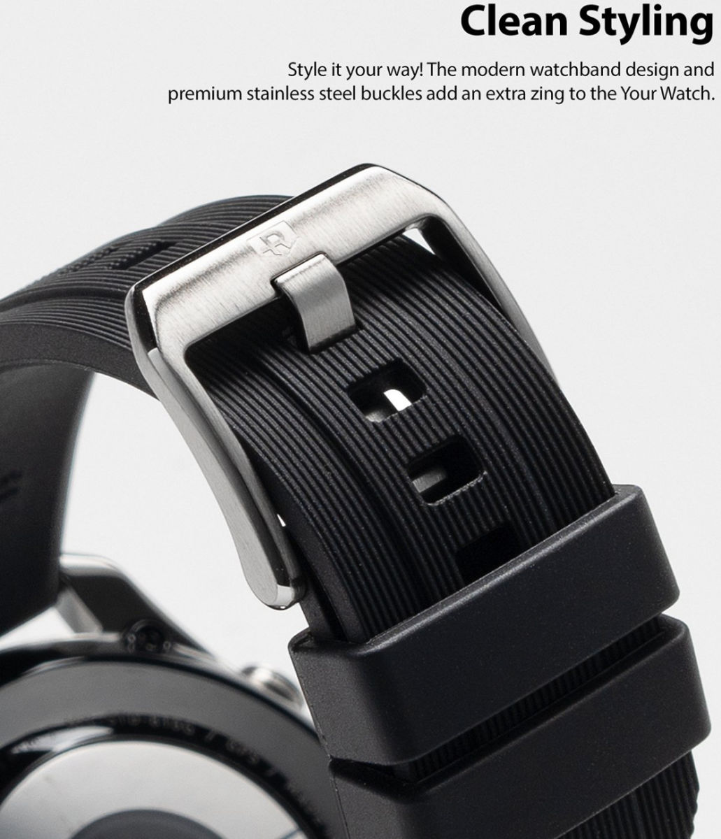 Ringke Rubber One - Universeel Smartwatch 22MM Bandje - Flexibel TPU - Zwart afbeelding 3