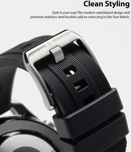 Ringke Rubber One - Universeel Smartwatch 22MM Bandje - Flexibel TPU - Zwart afbeelding 3