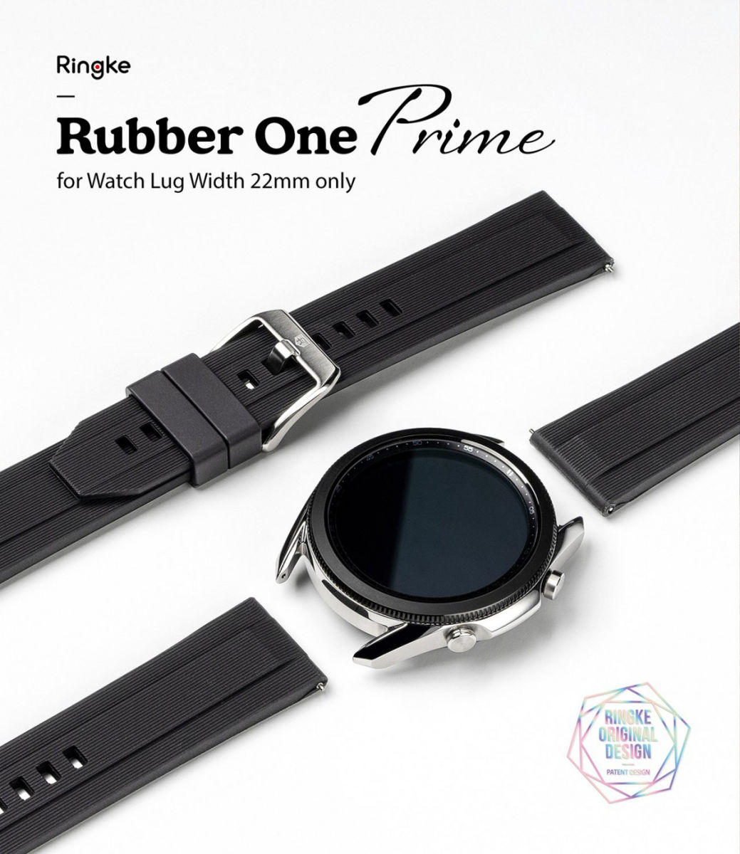 Ringke Rubber One - Universeel Smartwatch 22MM Bandje - Flexibel TPU - Zwart afbeelding 6