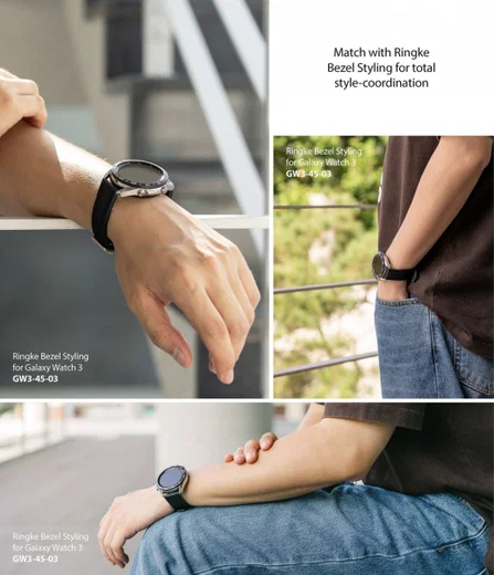 Ringke Rubber One - Universeel Smartwatch 22MM Bandje - Flexibel TPU - Zwart afbeelding 8