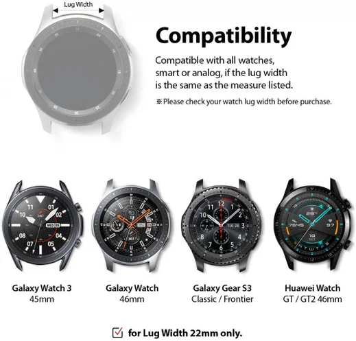 Ringke Leather One Universeel Smartwatch Bandje Leer 22MM Zwart afbeelding 13
