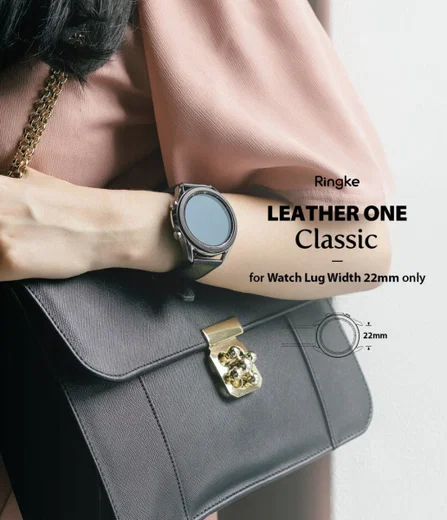Ringke Leather One Universeel Smartwatch Bandje Leer 22MM Zwart afbeelding 2