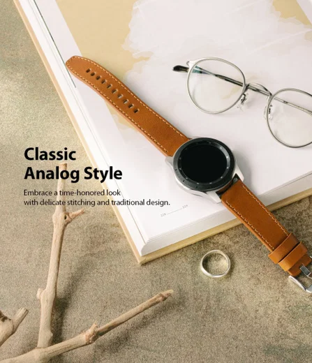 Ringke Leather One Universeel Smartwatch Bandje Leer 22MM Zwart afbeelding 3