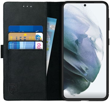 Rosso Deluxe Samsung Galaxy S21 Hoesje Wallet Case Echt Leer Zwart