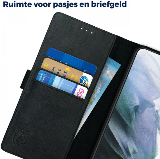 Rosso Deluxe Samsung Galaxy S21 Hoesje Wallet Case Echt Leer Zwart afbeelding 5