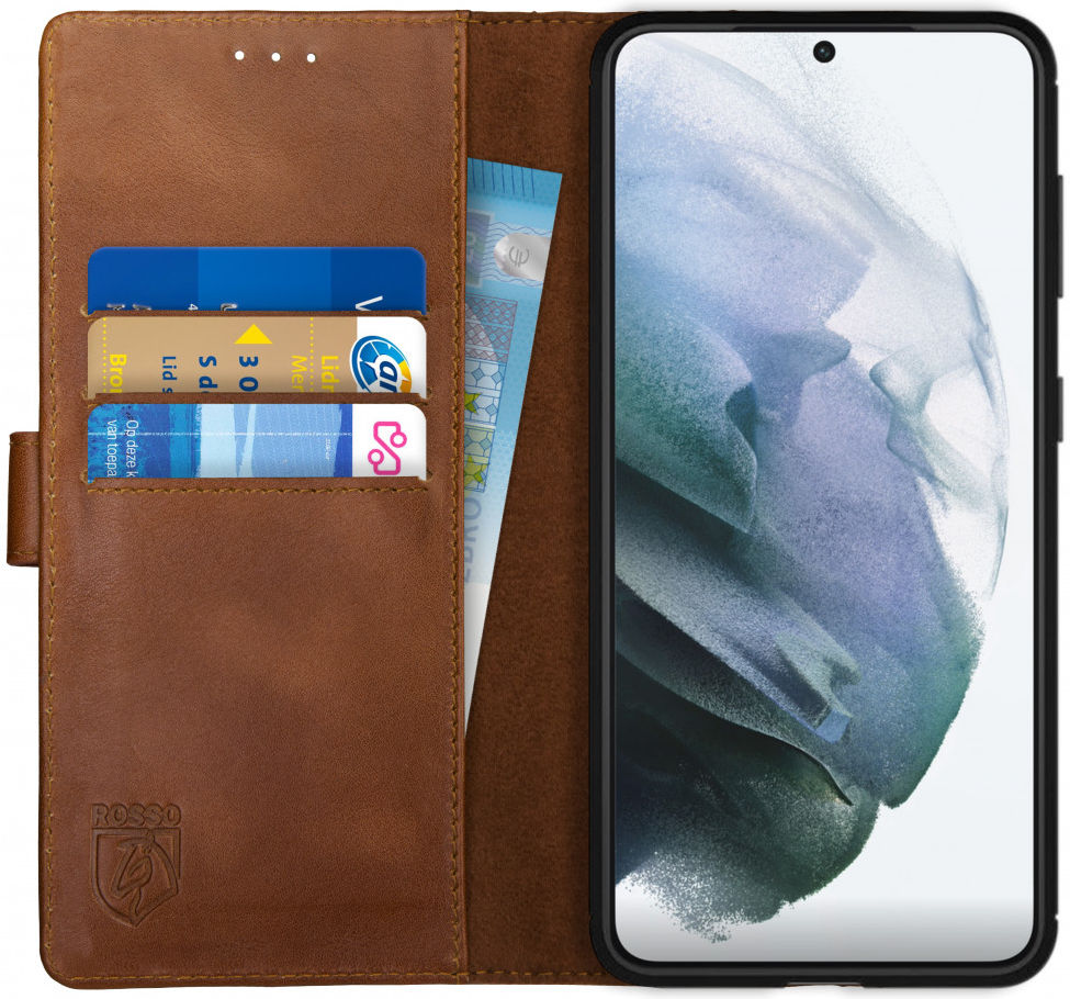 Rosso Deluxe Samsung Galaxy S21 Hoesje Wallet Case Echt Leer Bruin afbeelding 1