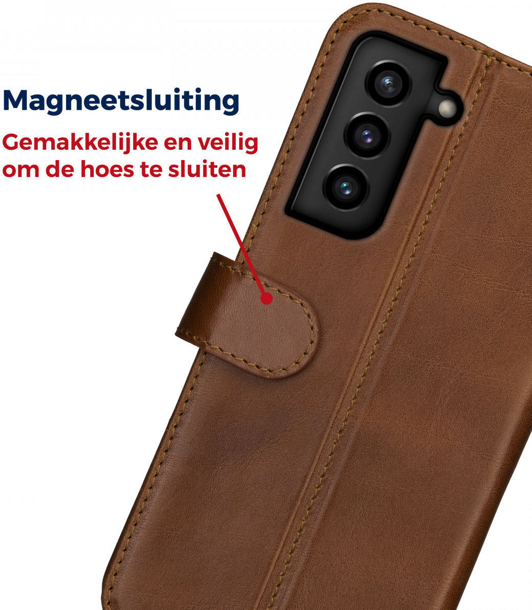 Rosso Deluxe Samsung Galaxy S21 Hoesje Wallet Case Echt Leer Bruin afbeelding 8