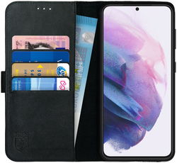 Rosso Deluxe Samsung Galaxy S21 Plus Hoesje Wallet Case Leer Zwart afbeelding