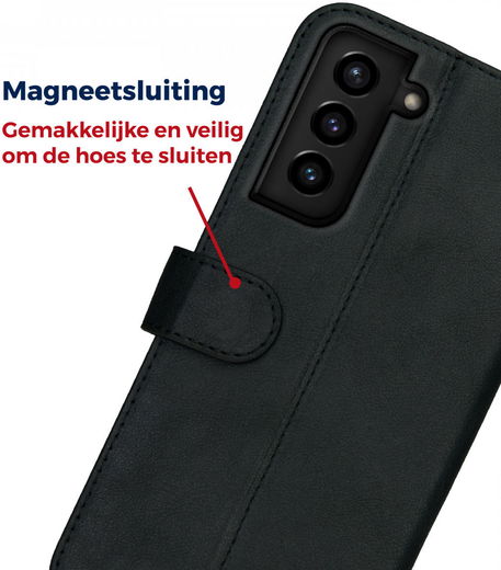 Rosso Deluxe Samsung Galaxy S21 Plus Hoesje Wallet Case Leer Zwart afbeelding 8