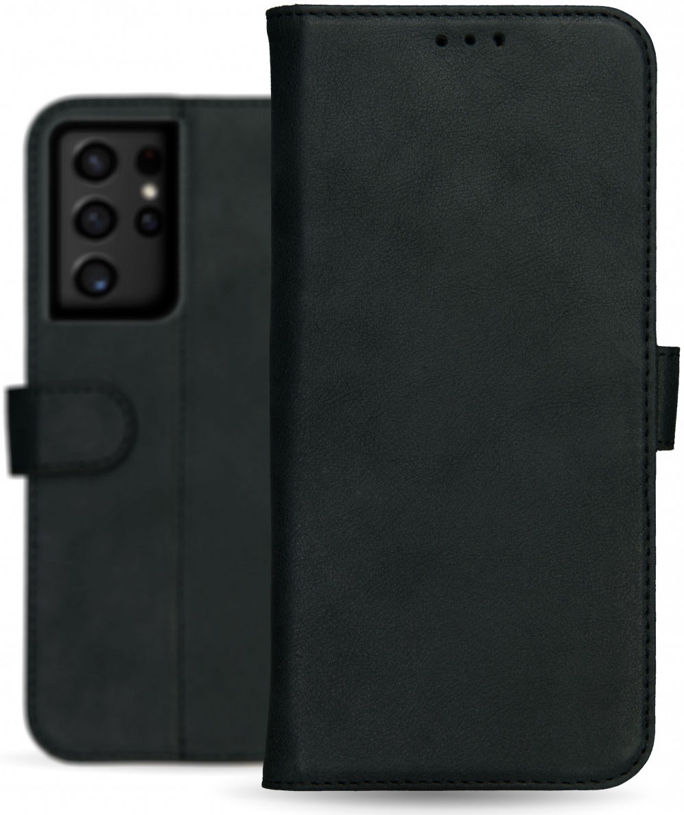 Rosso Deluxe Samsung Galaxy S21 Ultra Hoesje Wallet Case Leer Zwart afbeelding 9