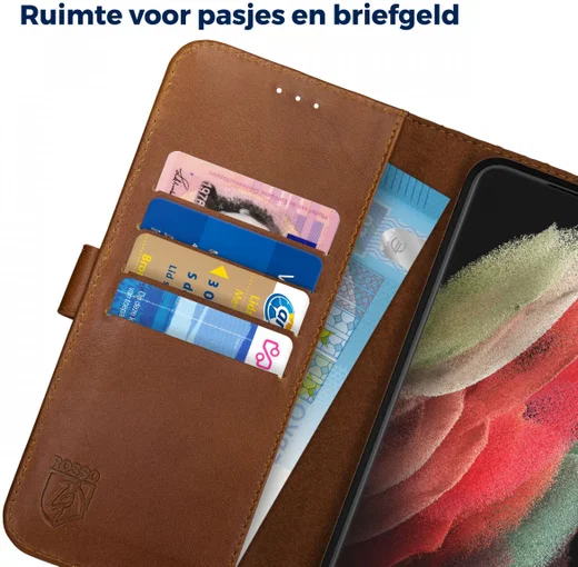 Rosso Deluxe Samsung Galaxy S21 Ultra Hoesje Wallet Case Leer Bruin afbeelding 5