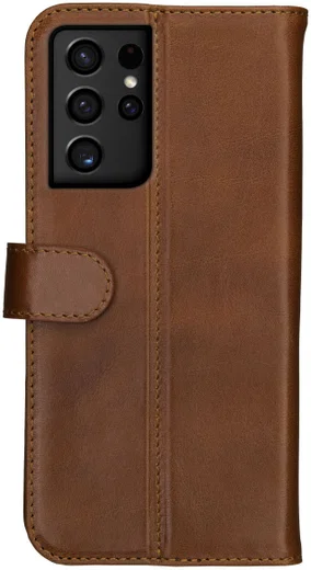 Rosso Deluxe Samsung Galaxy S21 Ultra Hoesje Wallet Case Leer Bruin afbeelding 2