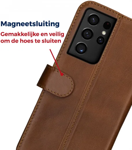 Rosso Deluxe Samsung Galaxy S21 Ultra Hoesje Wallet Case Leer Bruin afbeelding 6