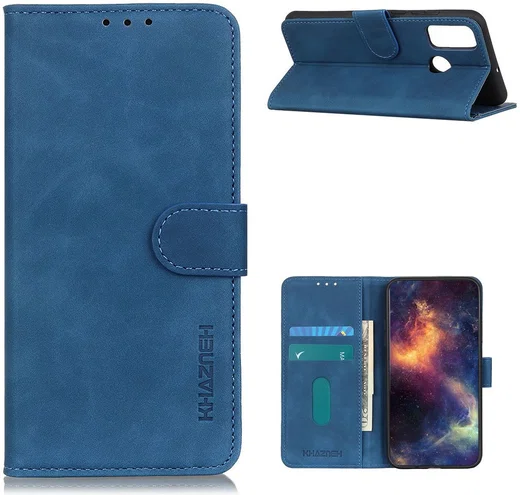 KHAZNEH Oppo A53 / A53s Hoesje Retro Wallet Book Case Blauw afbeelding 6
