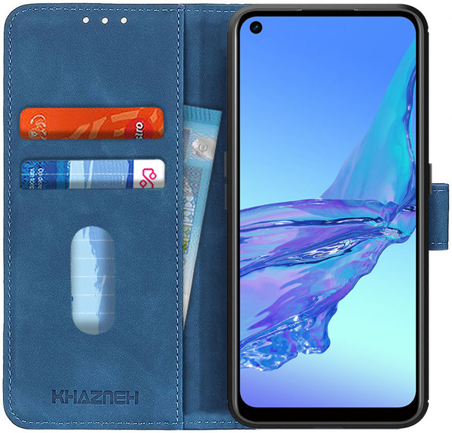 KHAZNEH Oppo A53 / A53s Hoesje Retro Wallet Book Case Blauw afbeelding 1