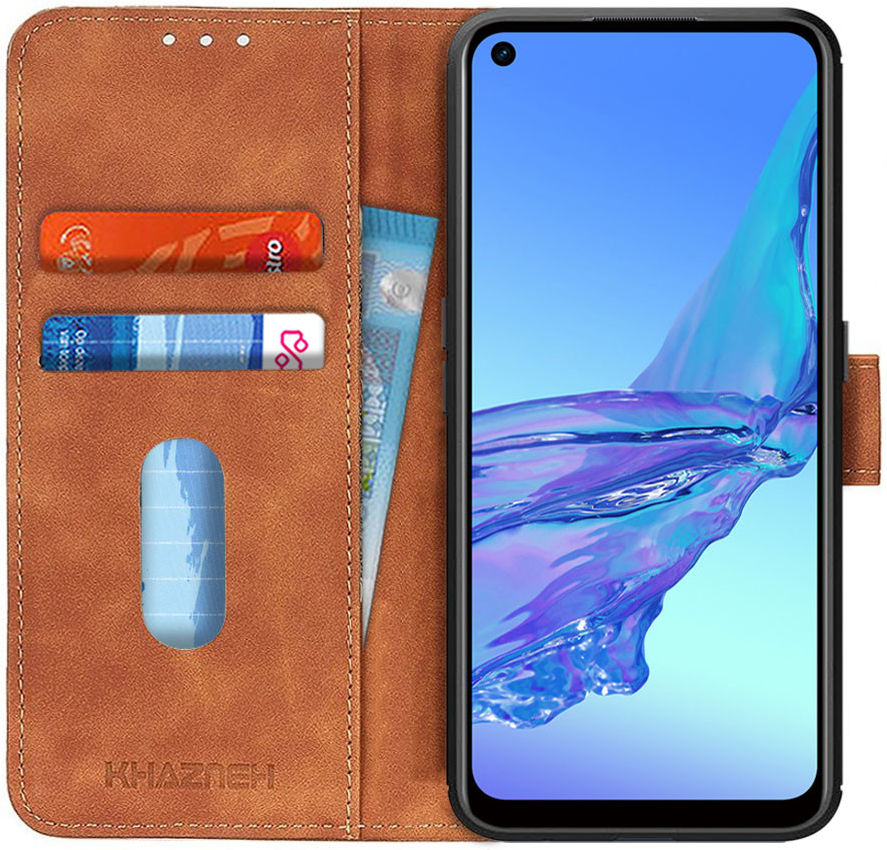 KHAZNEH Oppo A53 / A53s Hoesje Retro Wallet Book Case Bruin afbeelding 1