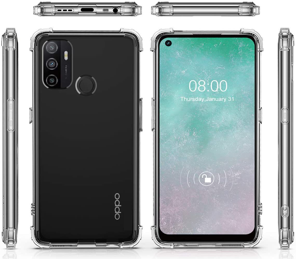 Oppo A53 / A53s Hoesje Schokbestendig Dun TPU Back Cover Transparant afbeelding 4