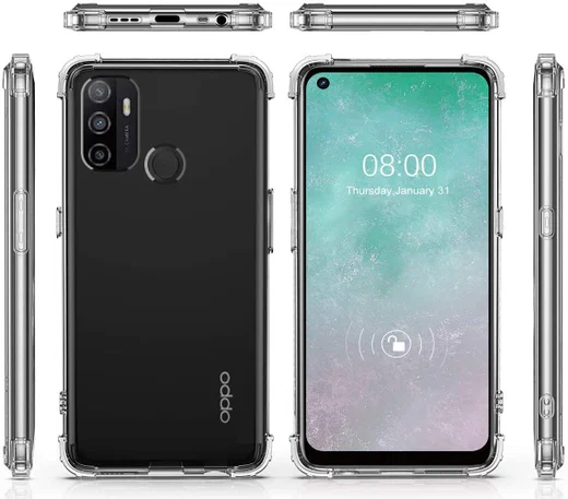 Oppo A53 / A53s Hoesje Schokbestendig Dun TPU Back Cover Transparant afbeelding 4