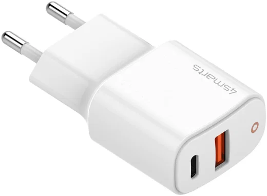 4smarts DoublePort 20W USB-A QC en USB-C Power Delivery Adapter Wit afbeelding 2