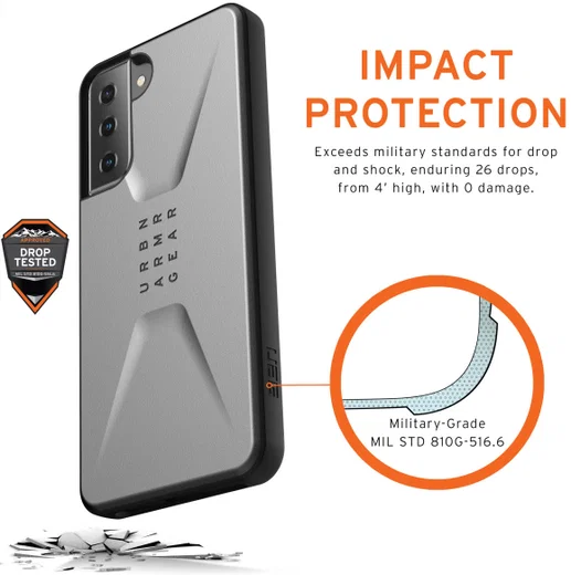 Urban Armor Gear Civilian Samsung Galaxy S21 Plus Hoesje Zilver afbeelding 4