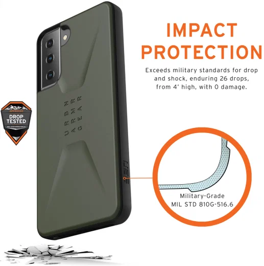 Urban Armor Gear Civilian Samsung Galaxy S21 Plus Hoesje Olive afbeelding 4