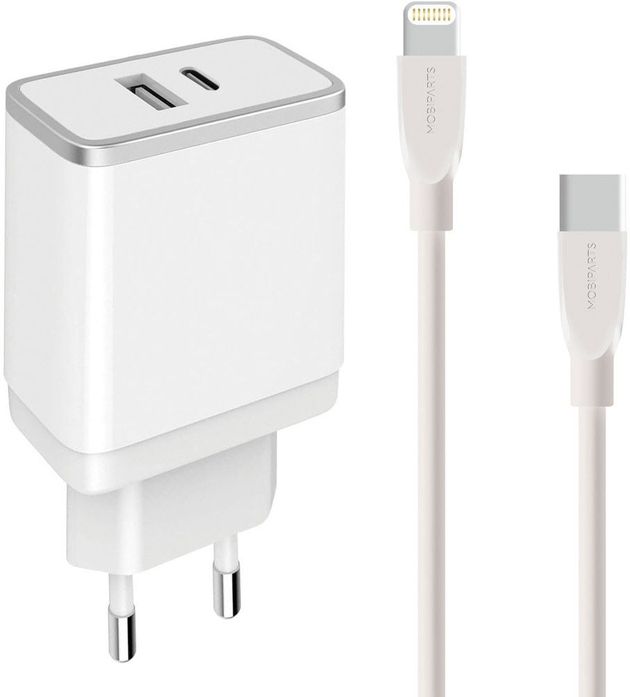 Mobiparts USB/USB-C Adapter 2.4A + USB-C naar Apple Lightning Kabel 1M afbeelding 1