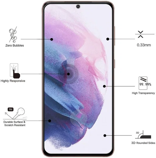 Eiger Samsung Galaxy S21 Plus Tempered Glass Case Friendly Gebogen afbeelding 4