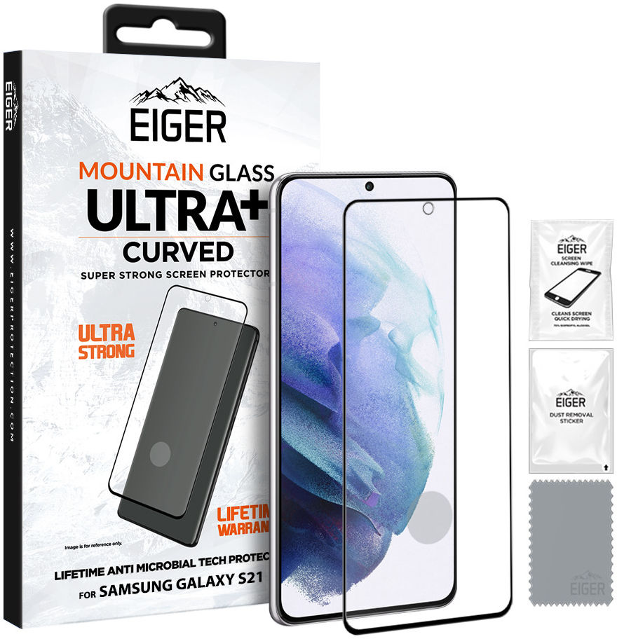 Eiger ULTRA+ Samsung Galaxy S21 Tempered Glass Antibacterieel Gebogen afbeelding 1
