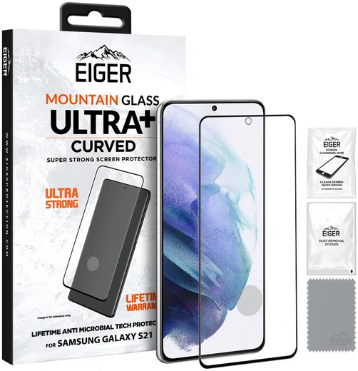Eiger ULTRA+ Samsung Galaxy S21 Tempered Glass Antibacterieel Gebogen afbeelding 1