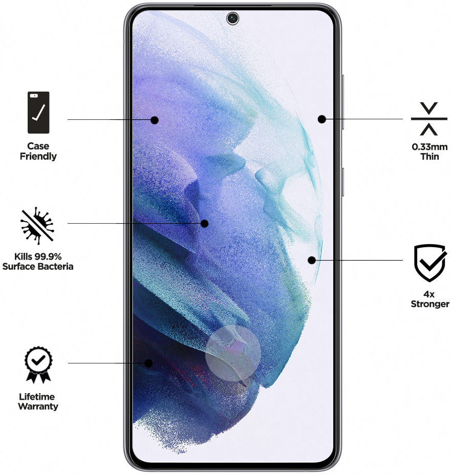 Eiger ULTRA+ Samsung Galaxy S21 Tempered Glass Antibacterieel Gebogen afbeelding 3