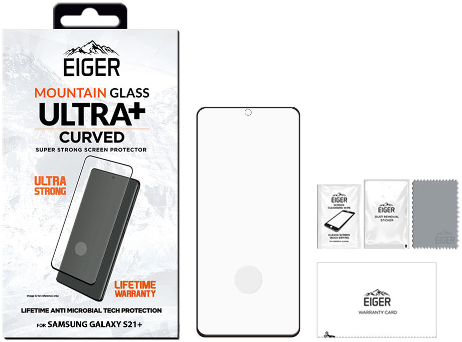 Eiger ULTRA+ Samsung S21 Plus Tempered Glass Antibacterieel Gebogen afbeelding 5