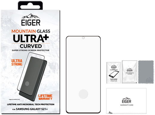 Eiger ULTRA+ Samsung S21 Plus Tempered Glass Antibacterieel Gebogen afbeelding 5