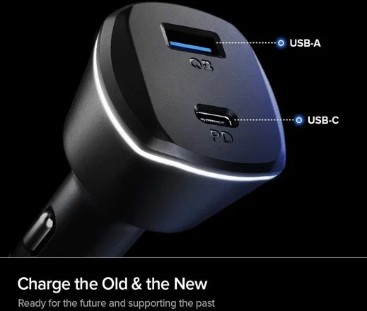 Spigen PowerArc ArcStation Auto Lader met USB en USB-C Poort Zwart afbeelding 4