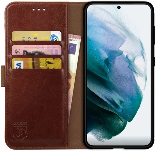 Rosso Element Samsung Galaxy S21 Hoesje Wallet Book Cover Bruin afbeelding 1