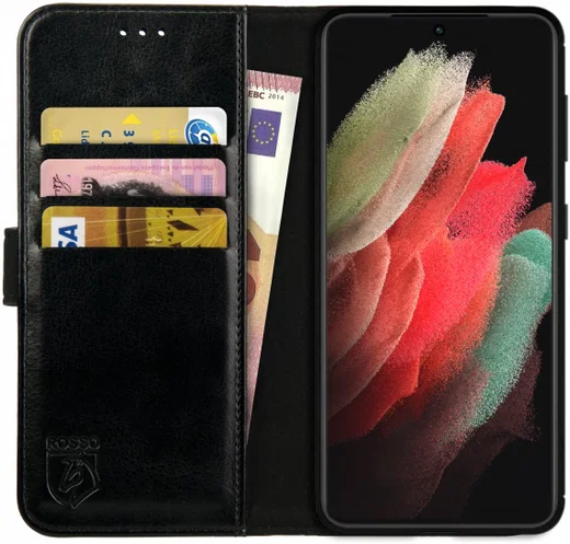 Rosso Element Samsung Galaxy S21 Ultra Hoesje Book Cover Zwart afbeelding 1