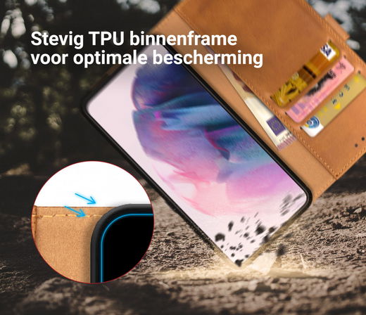 Rosso Element Samsung Galaxy S21 Plus Hoesje Book Cover Lichtbruin afbeelding 6