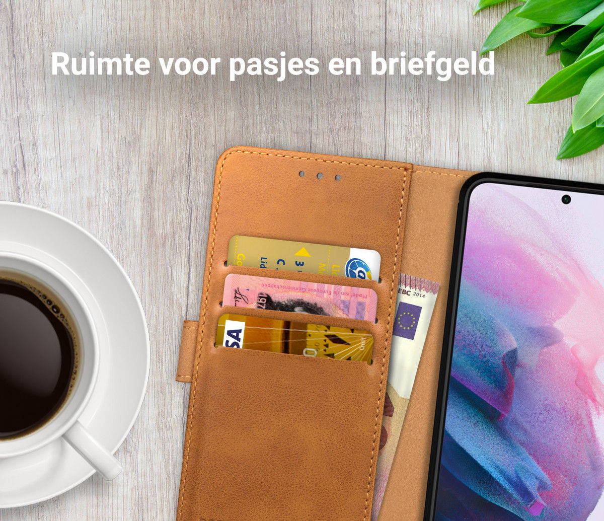 Rosso Element Samsung Galaxy S21 Plus Hoesje Book Cover Lichtbruin afbeelding 9