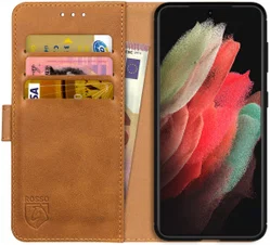 Rosso Element Samsung Galaxy S21 Ultra Hoesje Book Cover Lichtbruin afbeelding