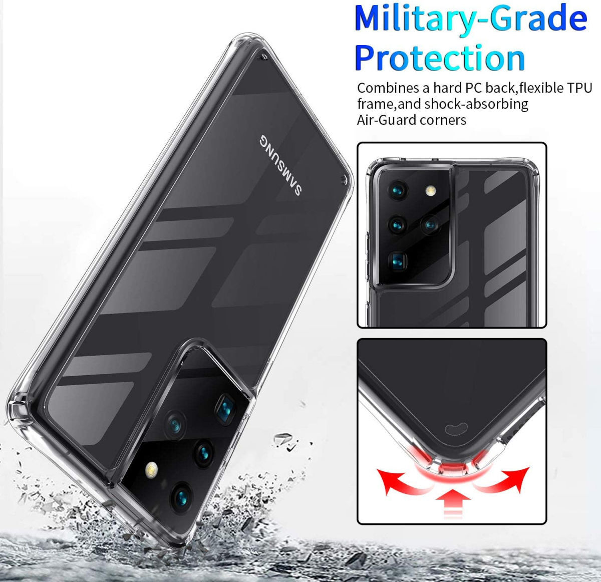 Samsung Galaxy S21 Ultra Hoesje Armor Back Cover Transparant afbeelding 4