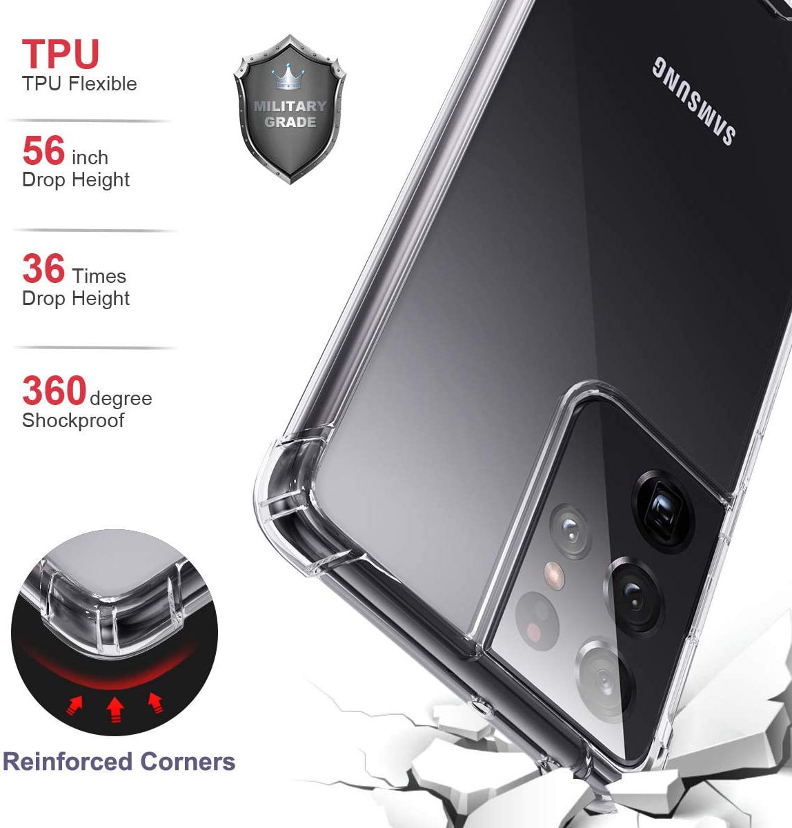Samsung Galaxy S21 Ultra Hoesje Schokbestendig TPU Transparant afbeelding 6