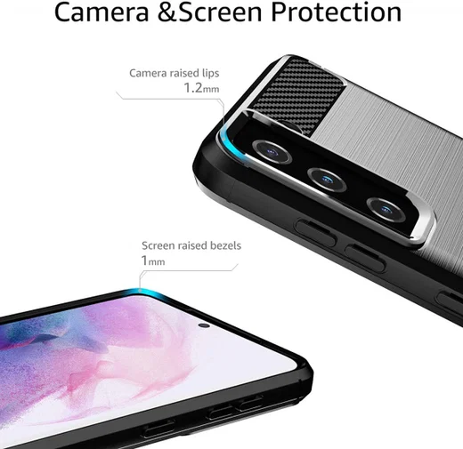Samsung Galaxy S21 Hoesje Geborsteld TPU Flexibele Back Cover Zwart afbeelding 6