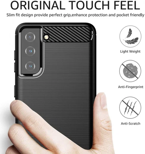 Samsung Galaxy S21 Hoesje Geborsteld TPU Flexibele Back Cover Zwart afbeelding 7