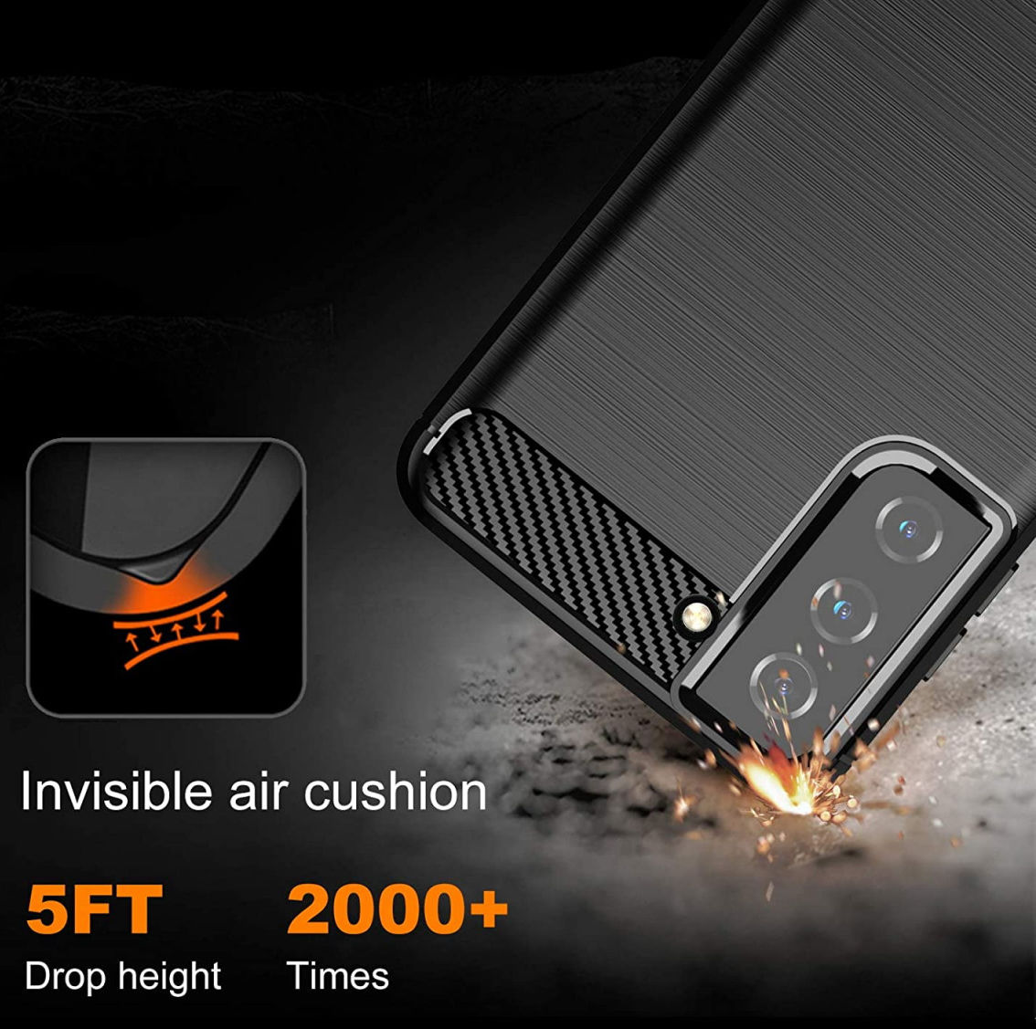 Samsung Galaxy S21 Hoesje Geborsteld TPU Flexibele Back Cover Zwart afbeelding 8