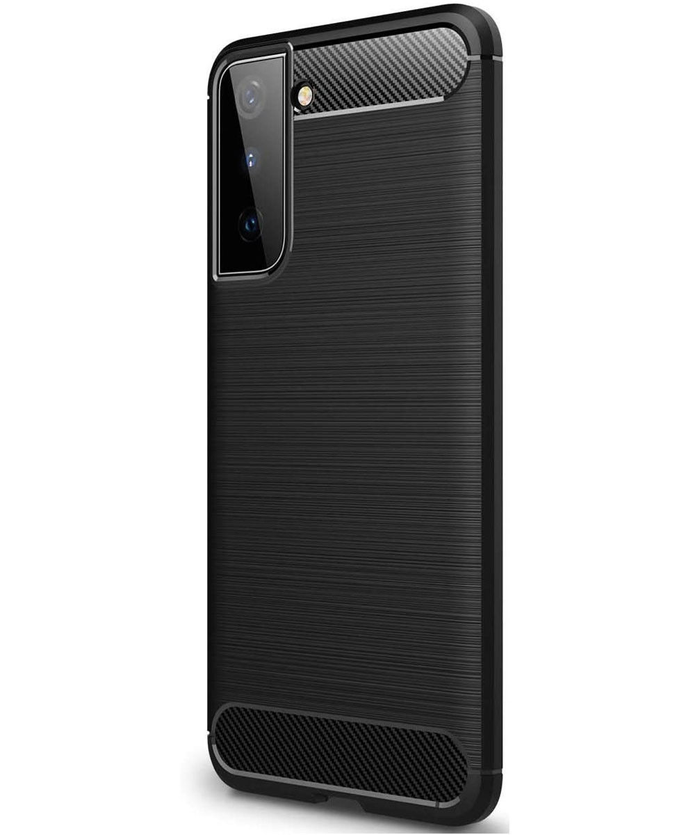 Samsung Galaxy S21 Hoesje Geborsteld TPU Flexibele Back Cover Zwart afbeelding 2