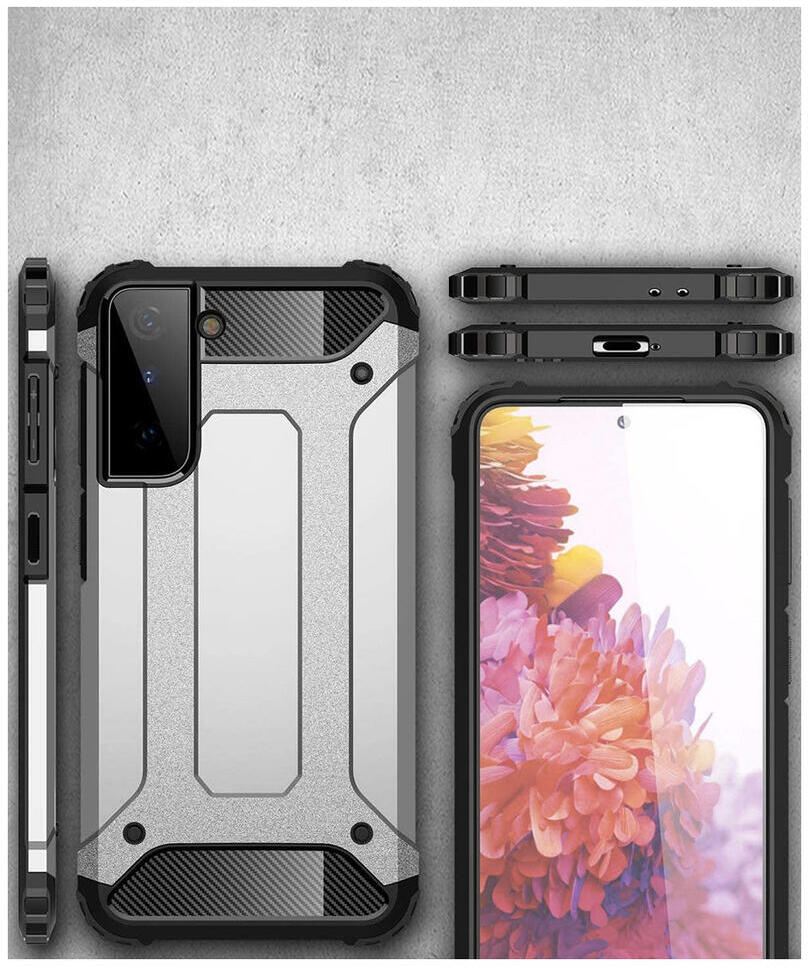 Samsung Galaxy S21 Hoesje Shock Proof Hybride Back Cover Zwart afbeelding 8