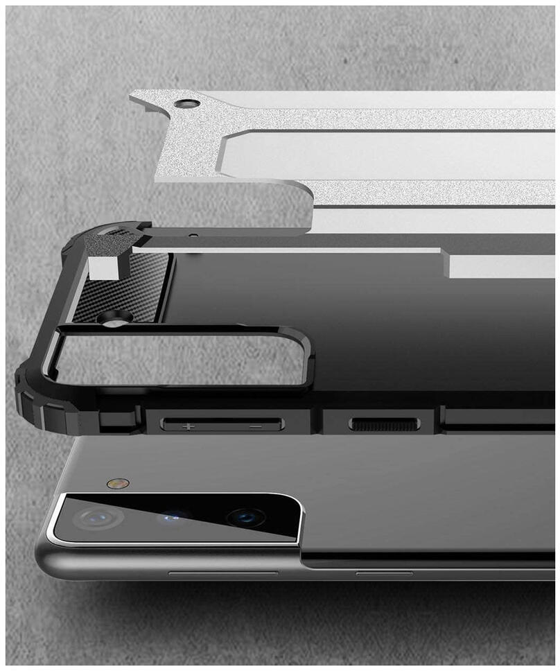 Samsung Galaxy S21 Hoesje Shock Proof Hybride Back Cover Zwart afbeelding 5