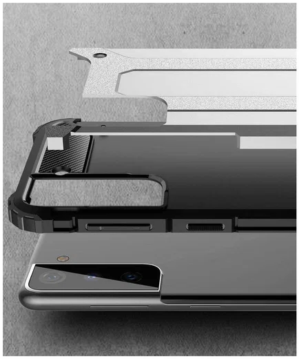 Samsung Galaxy S21 Hoesje Shock Proof Hybride Back Cover Zwart afbeelding 5